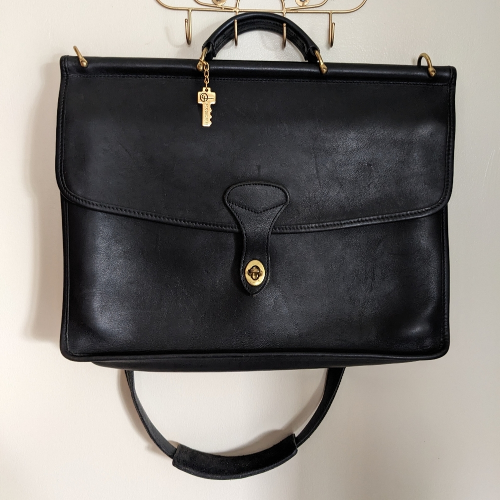 Jack Georges Black Leather Briefcase